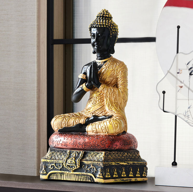 Buddha Statue Home Zen – compact resin figure lotus seat, relaxing entryway display