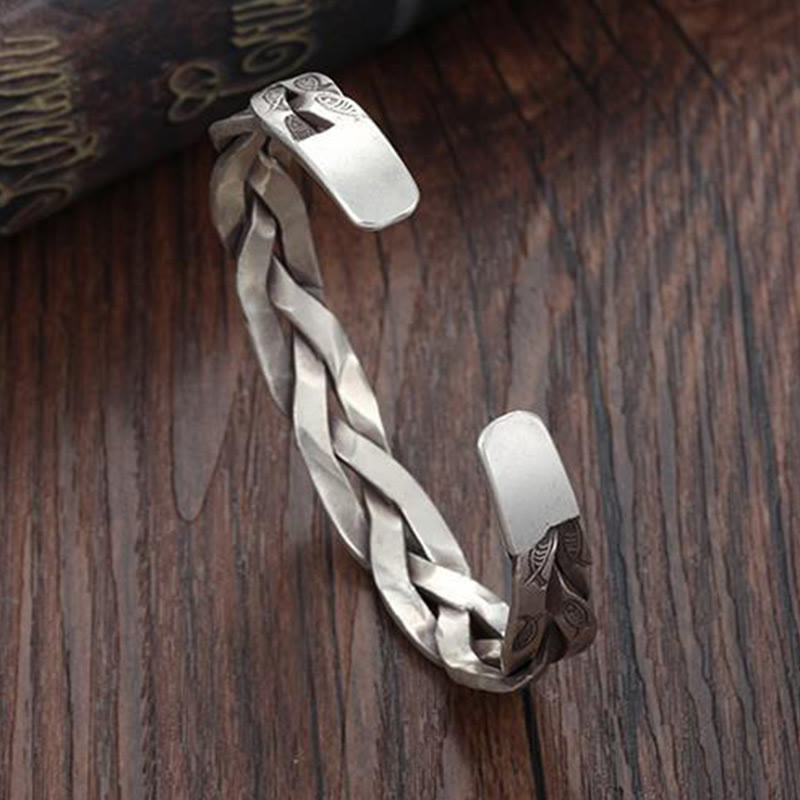 Koi Fish Twisted Cuff Bracelet – macro scale texture, engraved fish scale art