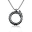 Pure Tin Dragon Snake Necklace - Serrated dragon ring on white with box chain, bold protective charm