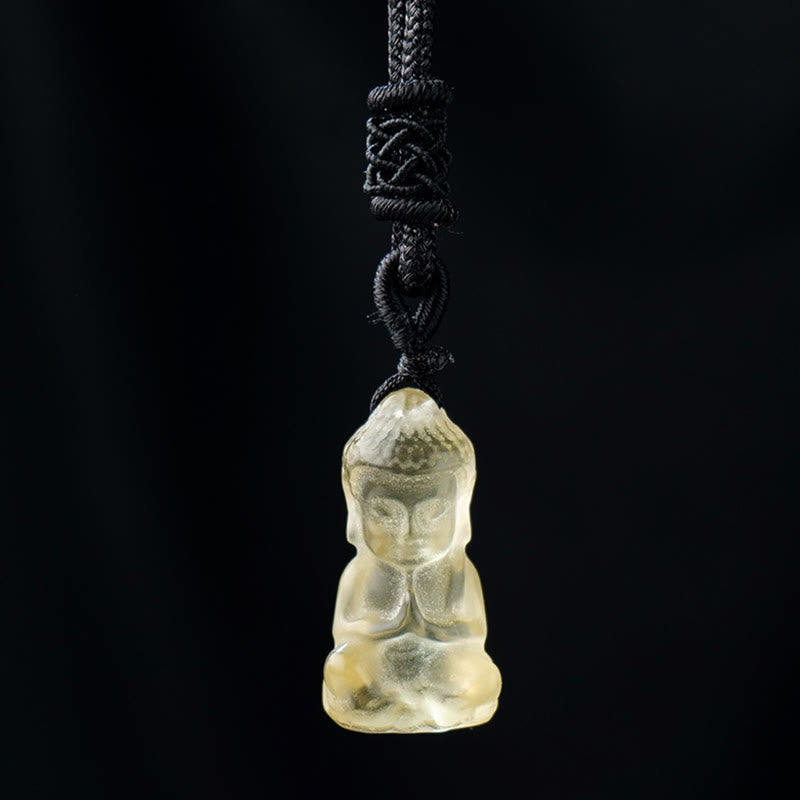 Crystal Buddha Necklace Amethyst Citrine Healing Pendant Spiritual Decoration – polished citrine sunbeam, glowing prosperity