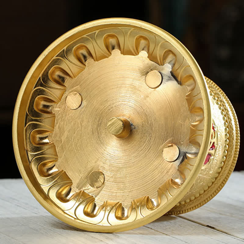 Lotus Prayer Wheel - Underside view of machined base plate and axle mount, construction detail