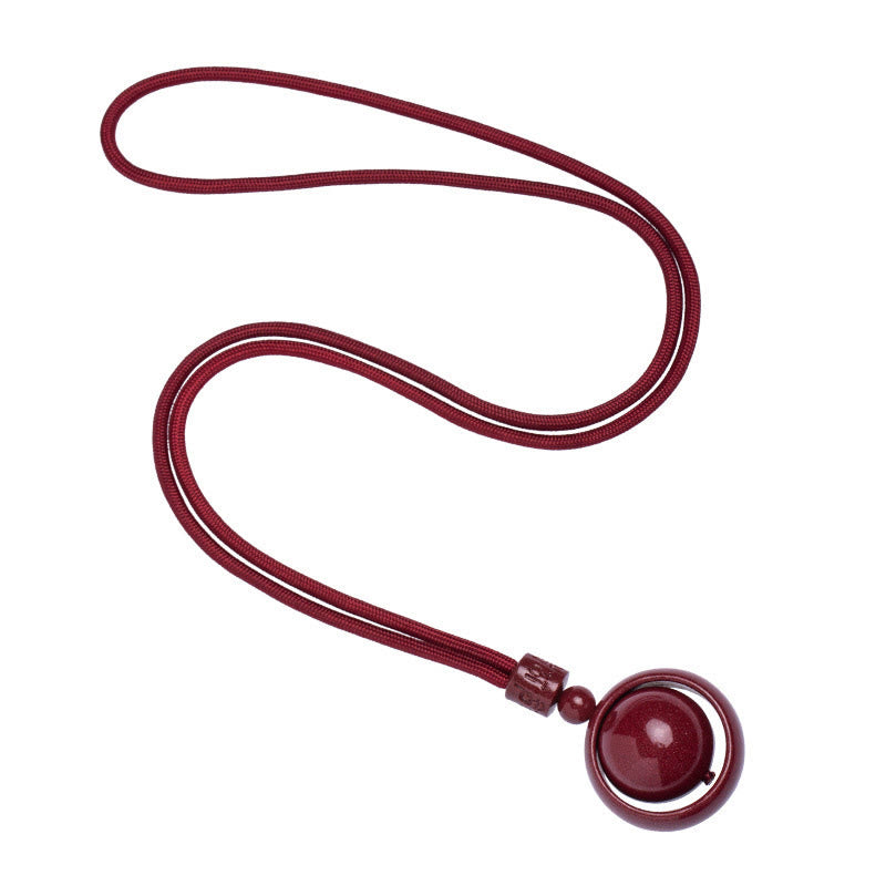 Cinnabar PiXiu Necklace – Full necklace with cord on white background, isolated product photo, wealth charm