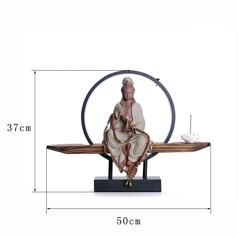 Buddha Avalokitesvara Ceramic Lotus Relaxation Incense Burner – Glossy ceramic Buddha incense burner, tranquil zen decor