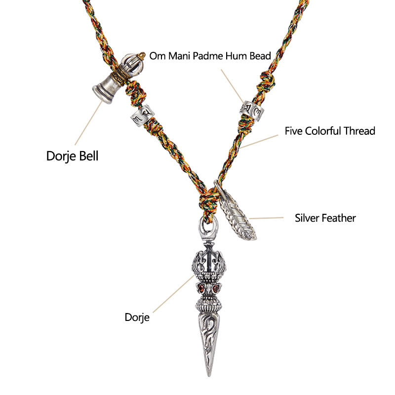 925 Sterling Silver Dorje Vajra Mantra Pendant Necklace