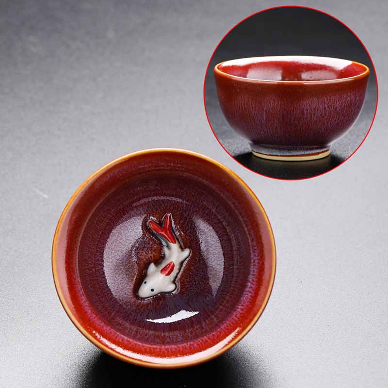 Jianzhan Koi Teacup – base and foot rim showing unglazed clay, jianzhan teacup