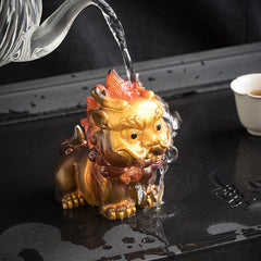Color Changing Small PiXiu Resin Tea Pet Wealth Home Figurine Decoration – Golden Pixiu 7.7cm*10.6cm*11.6cm, image 1, zen ...