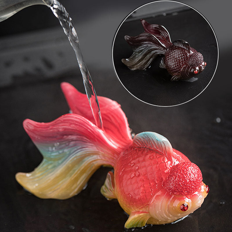 Koi Fish Resin Tea Pet – Finely carved tail detail, handmade koi resin sculpture