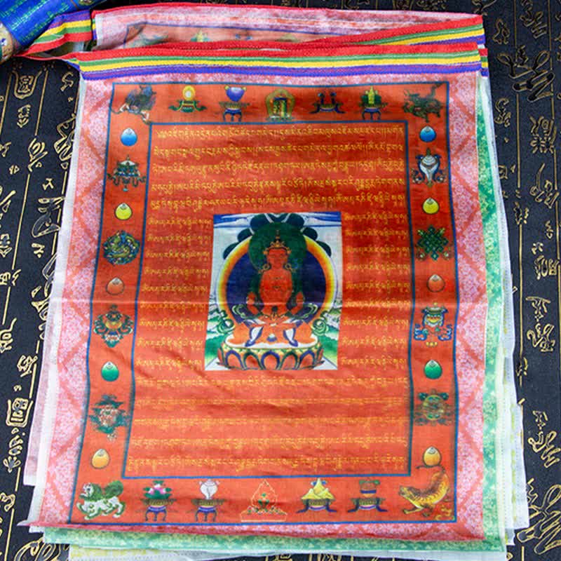 Tibetan Prayer Flag 5 Colors Windhorse Outdoor – Durable outdoor prayer flag set with reinforced corners, wind resistant