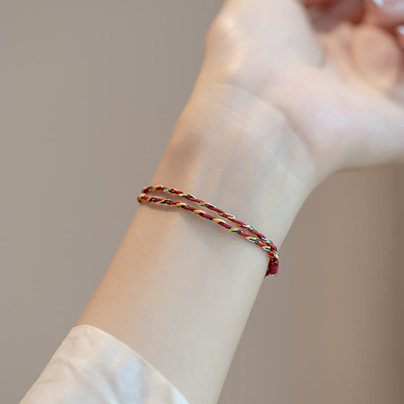 925 Koi Braided Bracelet - silver koi fish charm profile on colorful string, zen gift