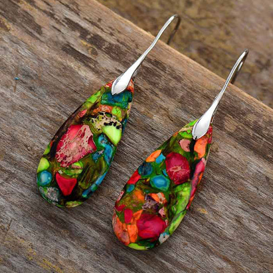 Emperor Stone Happiness Earrings – Red Emperor Stone, image 2, earring jewelry