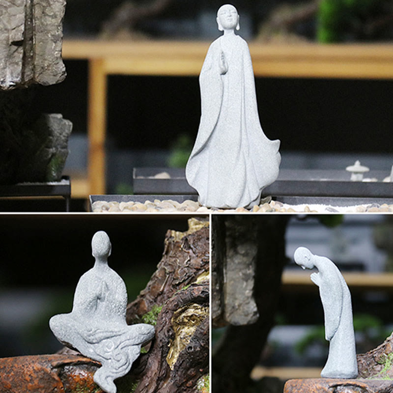 Meditation Buddha Monk Serenity Home Decoration – Handcrafted Buddha figure with closed eyes, peaceful living room accent