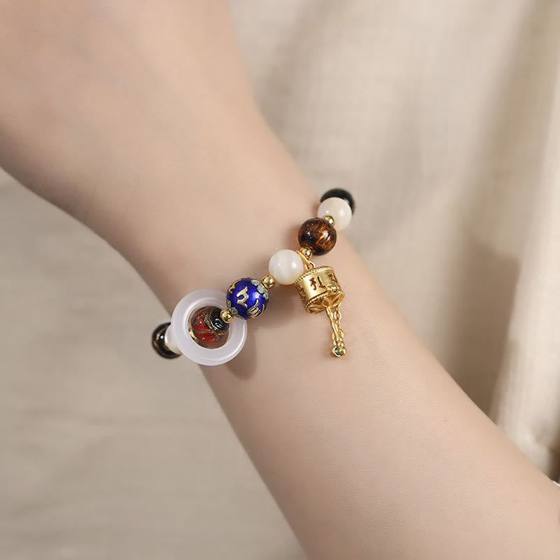 Bracelet Pierre de Tridacne en Verre Liuli Cendre d'Encens Image secondaire du produit
