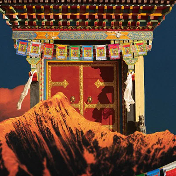 Tibetan Windhorse Prayer Flag Set Mulberry Silk Outdoor, minimalist home decor shot