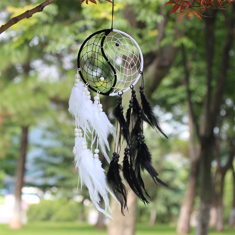 Yin Yang Dream Catcher with Feathers Secondary image