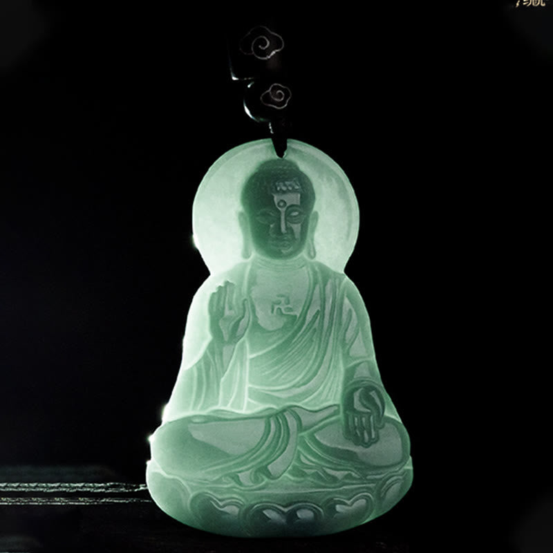 Silver Buddha Necklace – worn on model, serene protection pendant