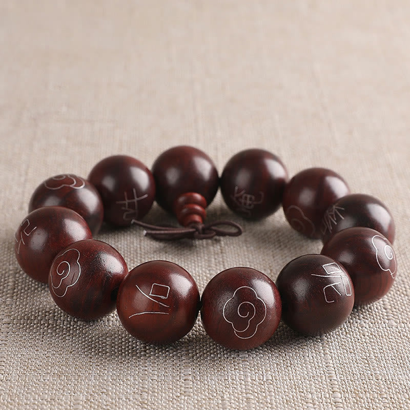 Sterling Silver Sandalwood Mantra Bracelet – relaxed circular arrangement on linen, sandalwood wrist mala