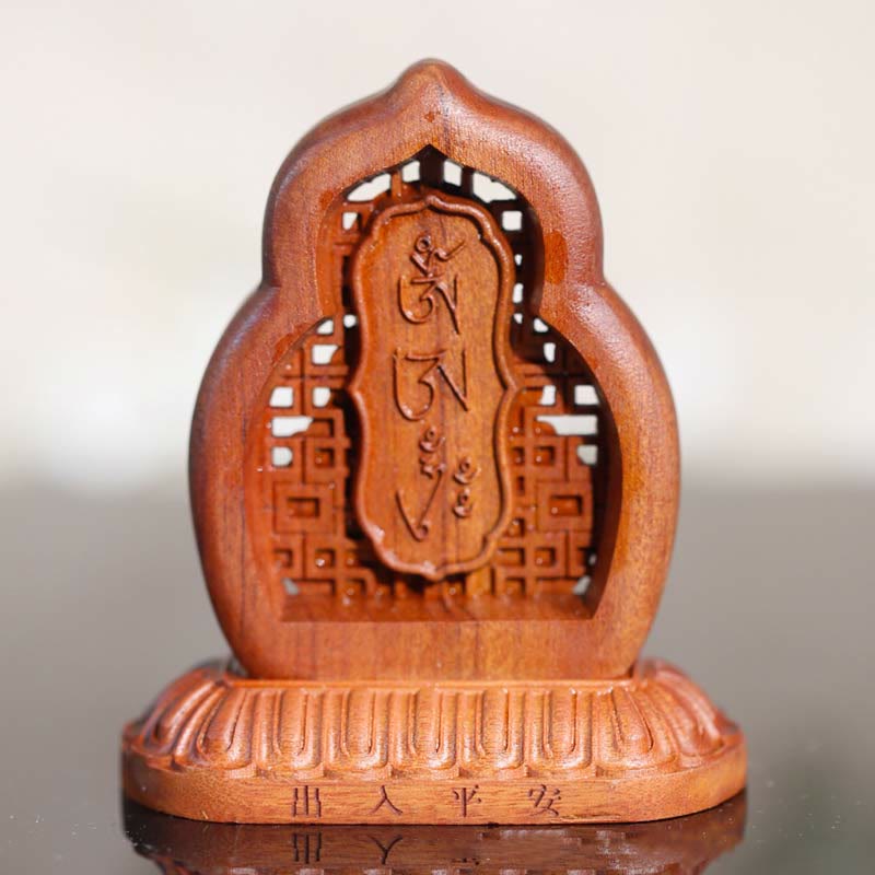 Vajrasattva Buddha Figurine – intricate wood carving vajra bell, compassion meditation statue