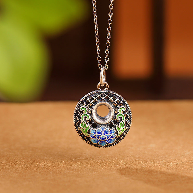 999 Silver Koi Lotus Necklace – worn on model showing necklace length, koi fish jewelry