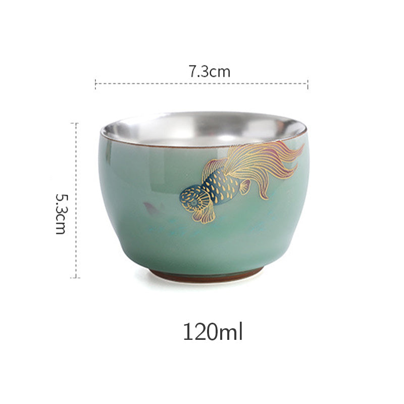 Butterfly Goldfish Cup – base detail showing foot ring and kiln mark, ceramic tea