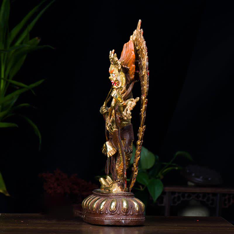 Kurukulla Buddha Copper Statue – side profile dynamic dance pose on lotus, spiritual movement art