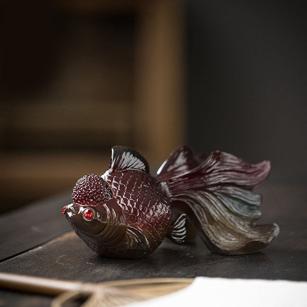 Color Changing Koi Fish Resin Tea Pet Figurine Decor, collectible resin tea pet
