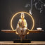 Buddha Avalokitesvara Ceramic Lotus Relaxation Incense Burner – Ceramic Guanyin lotus incense holder, zen aromatherapy gift