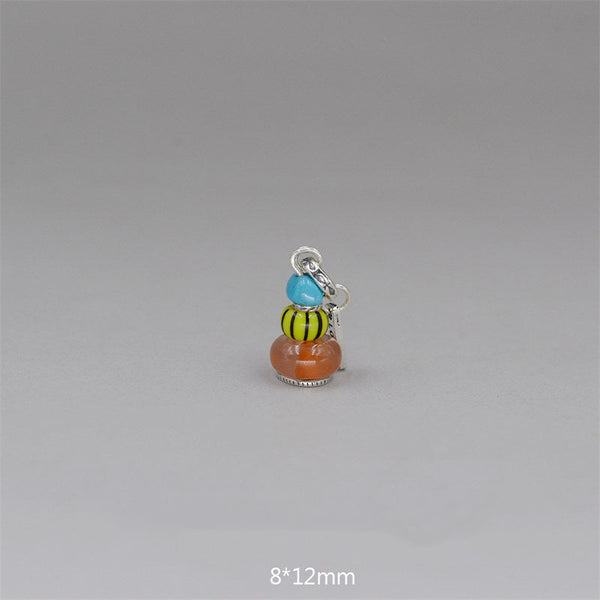 Zen Cairn Crystal Pendant – orange yellow-black turquoise stacked bead pendant, 8x12mm colorful charm