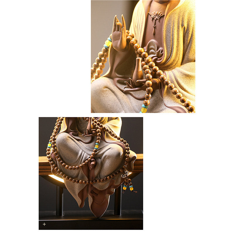 Buddha Avalokitesvara Ceramic Lotus Relaxation Incense Burner – Peaceful Avalokitesvara lotus holder, mindful relax ornament