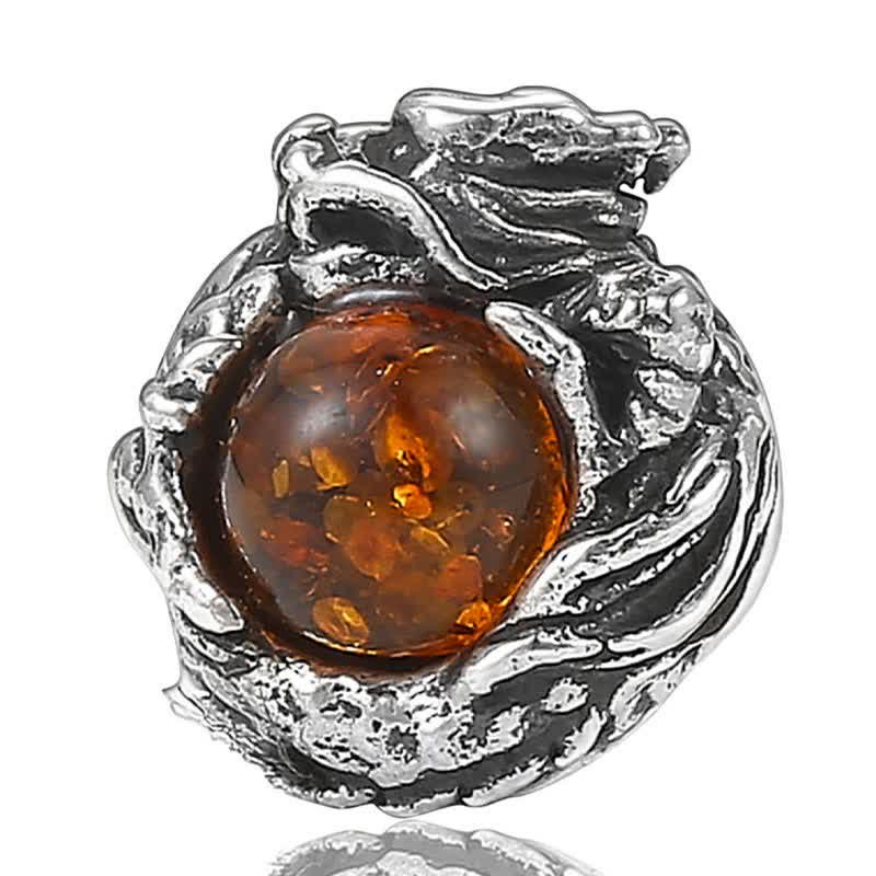Sterling Silver Amber Dragon Earring – packaging and branding display, Natural amber dragon stud