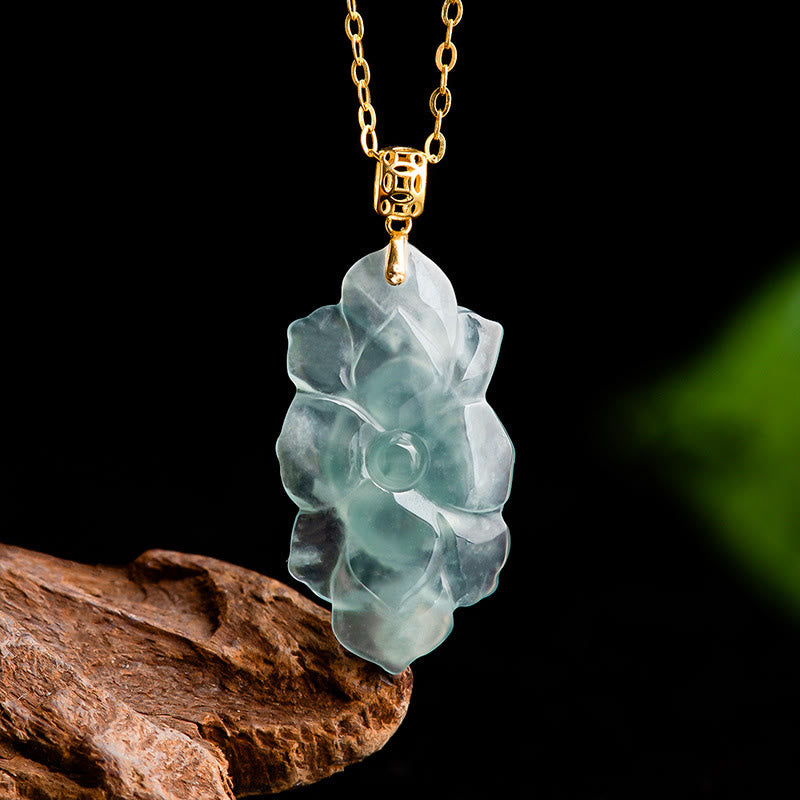 Natural Jade Lotus Prosperity Necklace Pendant | Abundance