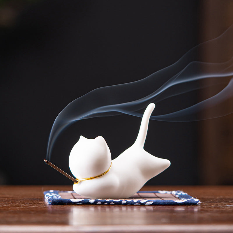 Cat and Panda Ceramic Incense Burner Zweitbild