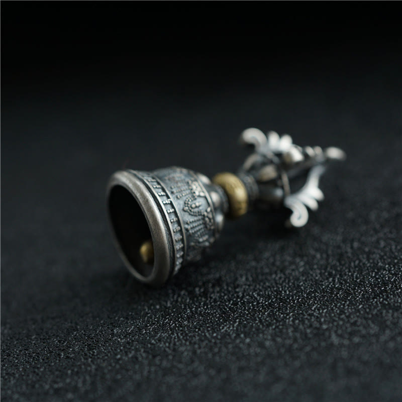 925 Silver Dorje Bell Vajra Om Mani Padme Hum Pendant