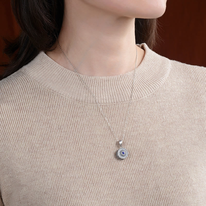 925 Sterling Silver Lapis Lazuli Om Mani Padme Hum Pendant
