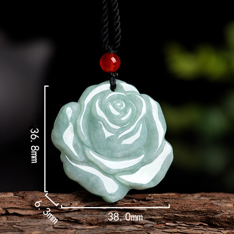 Lotus Pattern Jade Prosperity Necklace | Abundance & Luck