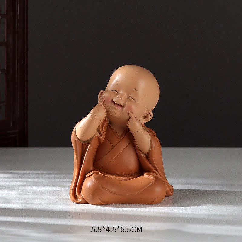 Mini Praying Monk Decor – monk with prayer beads around wrist, mala accessory detail visible
