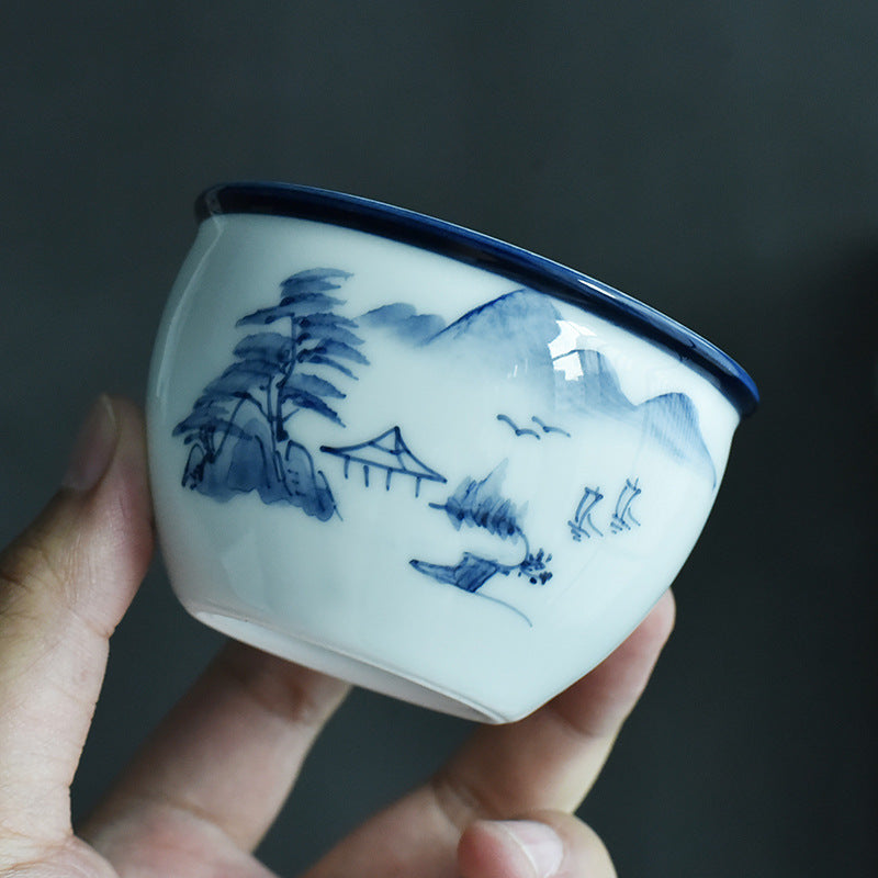 Koi Landscape Teacup – Held in hand demonstrating 130ml large capacity