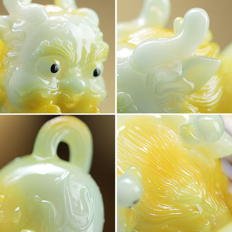 Color Changing PiXiu Tea Pet – Four-panel close-up of color-changed PiXiu details
