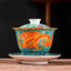 Dragon Phoenix Flower Gaiwan Tea Set – Turquoise dragon gaiwan with five-clawed imperial dragon, enamel and gold