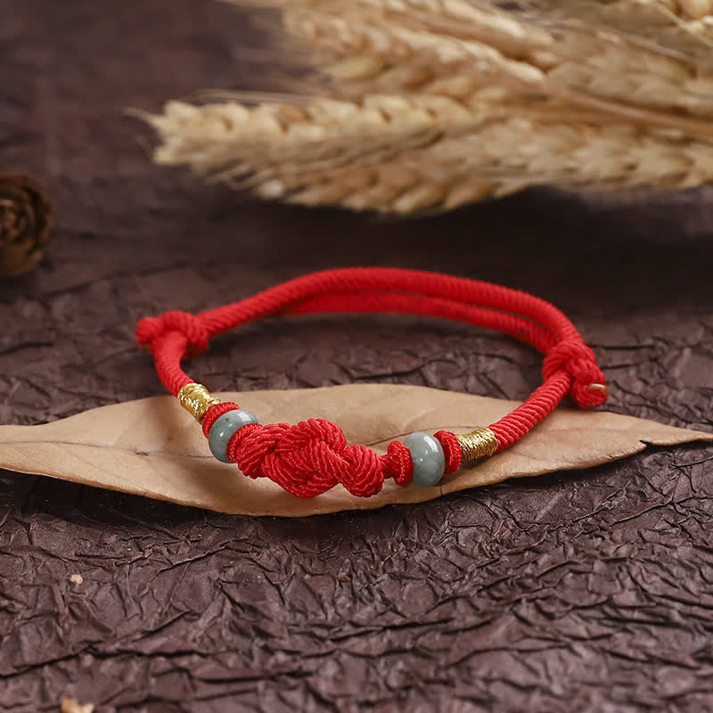 Red String Jade Fortune Knot Braided Couple Bracelet, image 7, healing bracelet