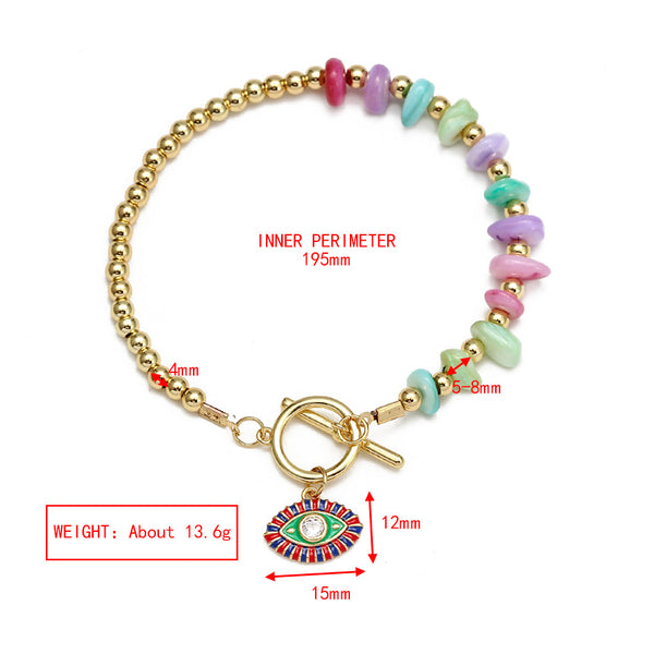 Gold Plated Copper Evil Eye Toggle Bracelet - Compass - detail guide