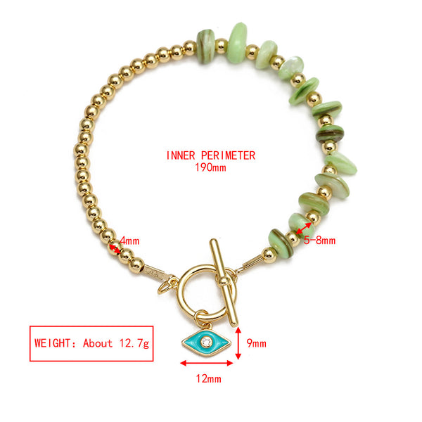 Gold Plated Copper Evil Eye Toggle Bracelet - Pastel Evil Eye - detail guide