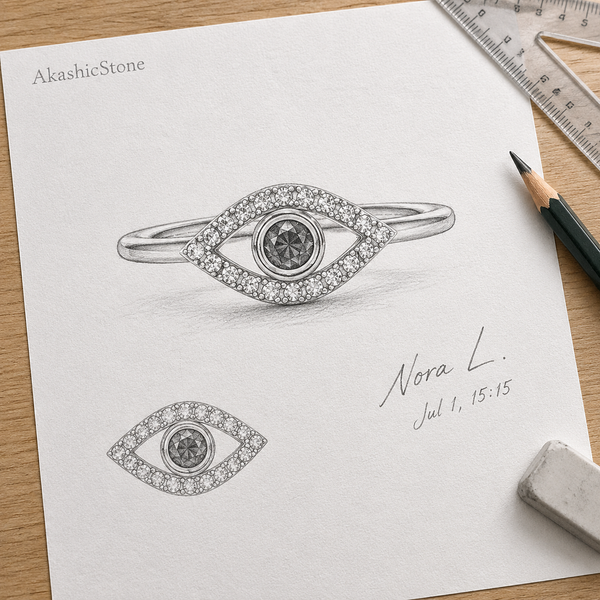 Gold Plated Evil Eye Adjustable Ring for Women - line art
