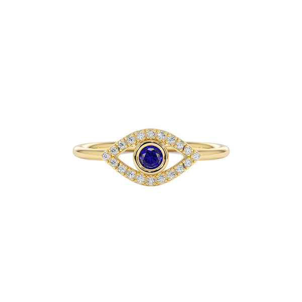 Gold Plated Evil Eye Adjustable Ring for Women - product photo