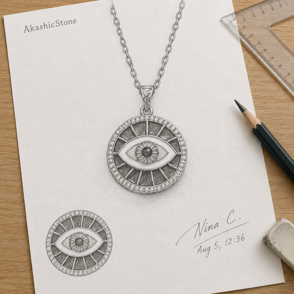 Gold Cable Navy Enamel Evil Eye Necklace | 19 mm CZ Pendant