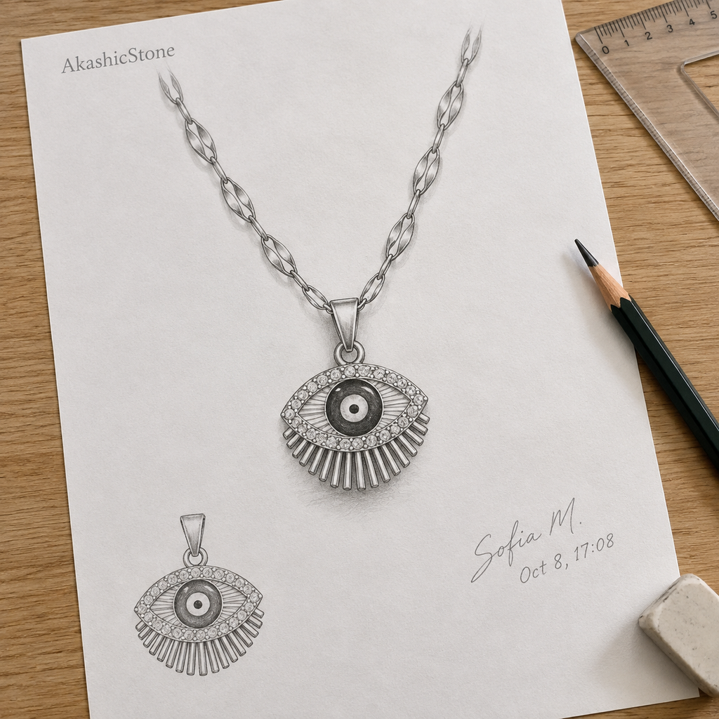 Gold Plated Copper Eye Sunray Pendant Necklace - line art