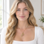 Gold Plated Copper Hamsa Red Eye Star Necklace - model front