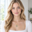 Gold Plated Copper Open Heart Blue Evil Eye Necklace - model front