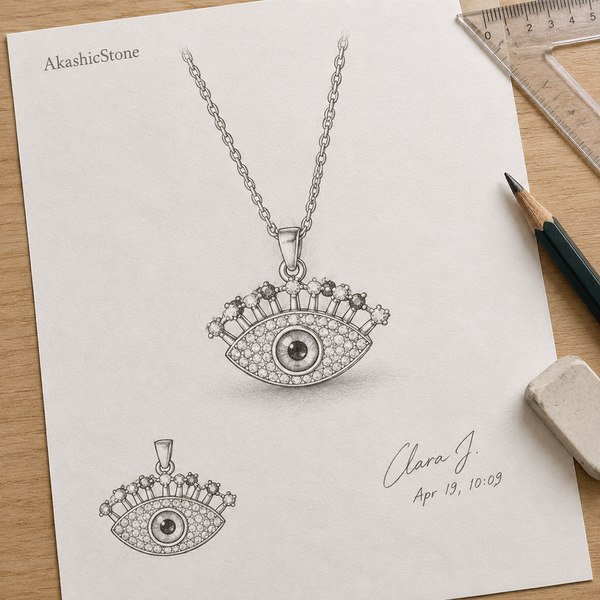 Gold Plated Copper Multicolor Lash Evil Eye Necklace - line art