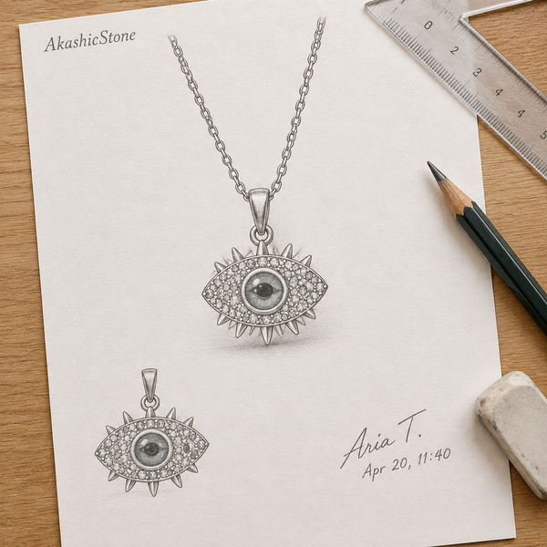 Gold Plated Copper Multicolor Sun Blue Evil Eye Necklace - line art