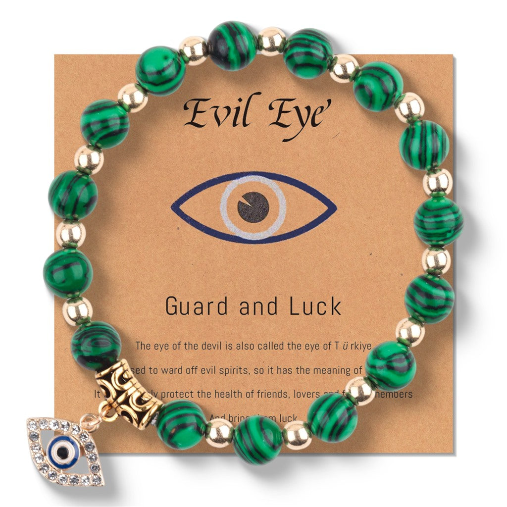 Green Malachite-Style Evil Eye Bracelet - product reference photo